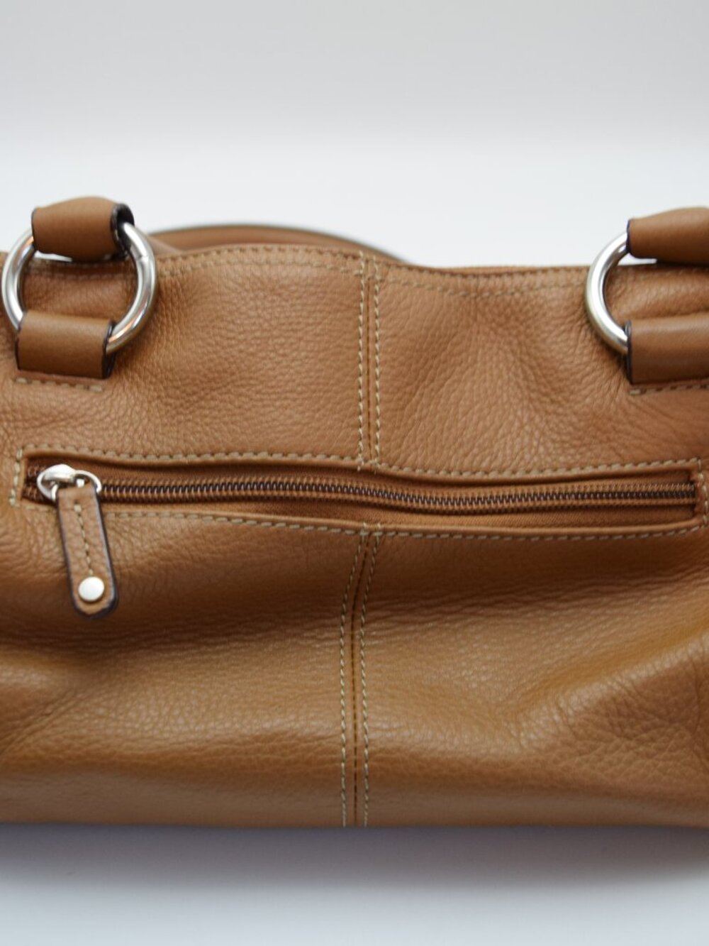 Tignanello Brandy Tan Pebbled Leather Baguette/Satchel Handbag VTG-Very Good - Picture 7 of 14